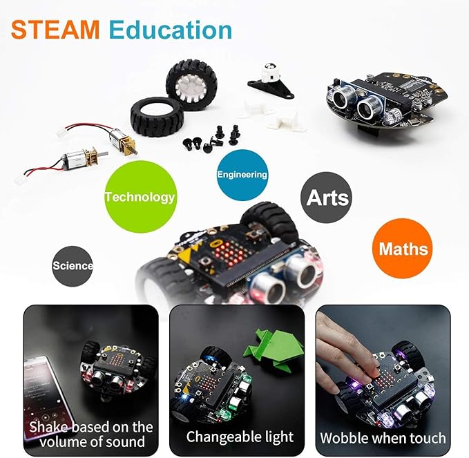 Yahboom Microbit V2 Start Robotic for Kids STEM Education Toy Car Kit DIY Programmable with Tutorial Super Cost-Effective (Robot with Micro:bit V2)