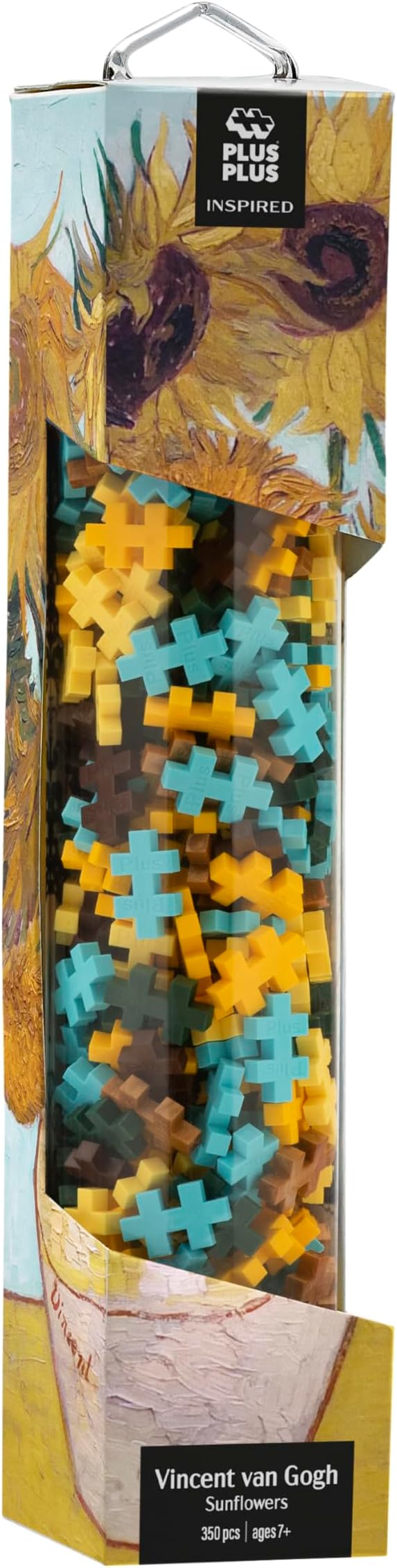 Plus Plus Inspired Art History Building Set, 3D Painting Kit & Craft Supplies for Kids, 350 Mini Interlocking Open Ended Pieces - Van Gogh, Sunflowers
