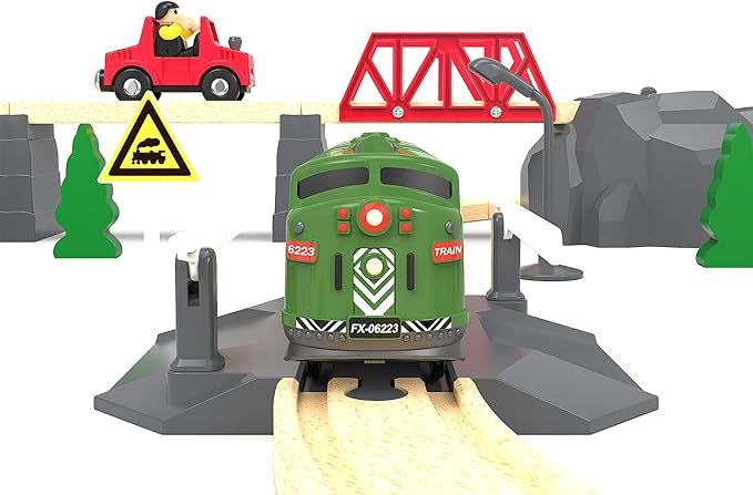 Train Toy Remote Control Locomotive, Motorized Train Set for Wooden Track, Electric Trains with Sound & Lighting Effects Compatible with Thomas, Brio, Chuggington