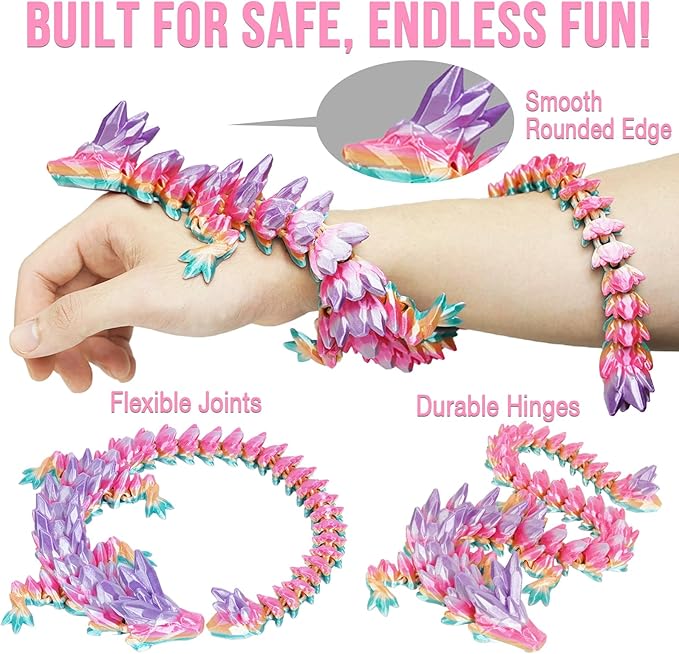Small Dragon Eggs with Dragon Inside, 3D Printed Surprise Funny Gifts for Kids, Articulated Dragon Fidget Toys for Adults, Executive Desk Toys Office Room Décor (Pastel Rainbow)
