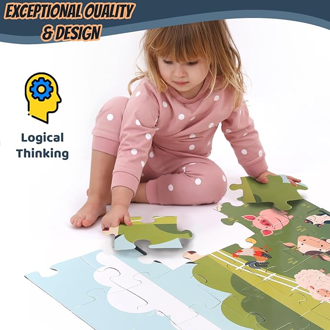 Jumbo Floor Puzzle for Kids, Large Jigsaw Puzzles 48 Piece for Kids Ages 3-5,Preschool Learning & Education Toys, Gifts for 4-8 Year Old Boys and Girls (Farm Animals)