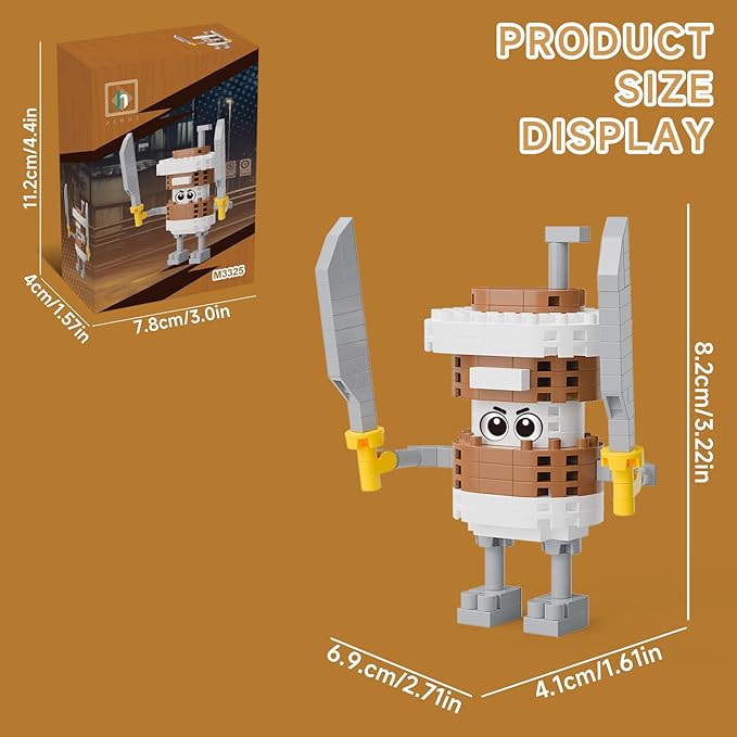 Italian Brainrot Action Figure Building Kit, Brainrot Toys, Creative STEM Construction Blocks, Collectible Desk Decor Gift for Adults & Teens 14+(CABUCINO ASSASINO)
