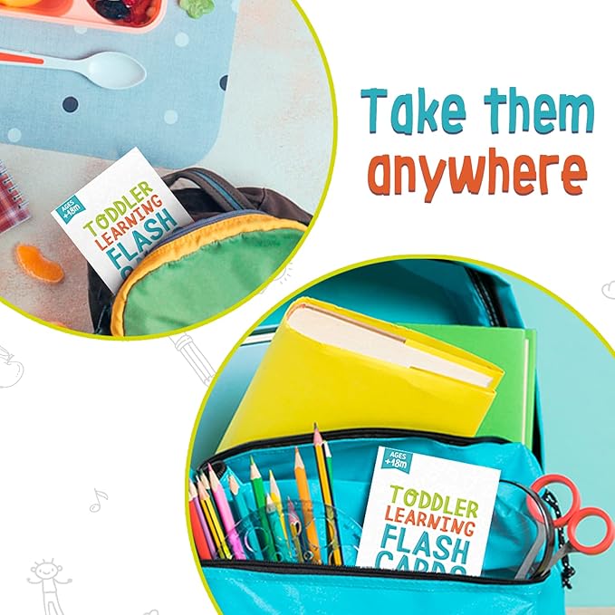 Merka Toddler Flash Cards, Set of 58 Alphabet, Letters, Colors, Shapes, and Numbers - Educational Preschool Flashcards, Double-Sided for 1-4 Years Old - Toddler Learning Activities
