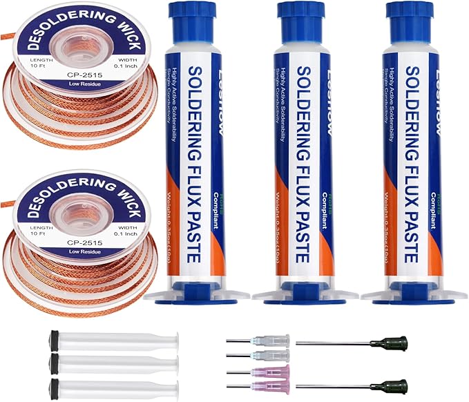 Solder Wick Braid And Solder Flux Paste, No Clean Soldering Flux(10cc) Soldering Remover Tool, 10ft Desoldering Wick Braid For Electronics Repair For Disassemble Electrical Components