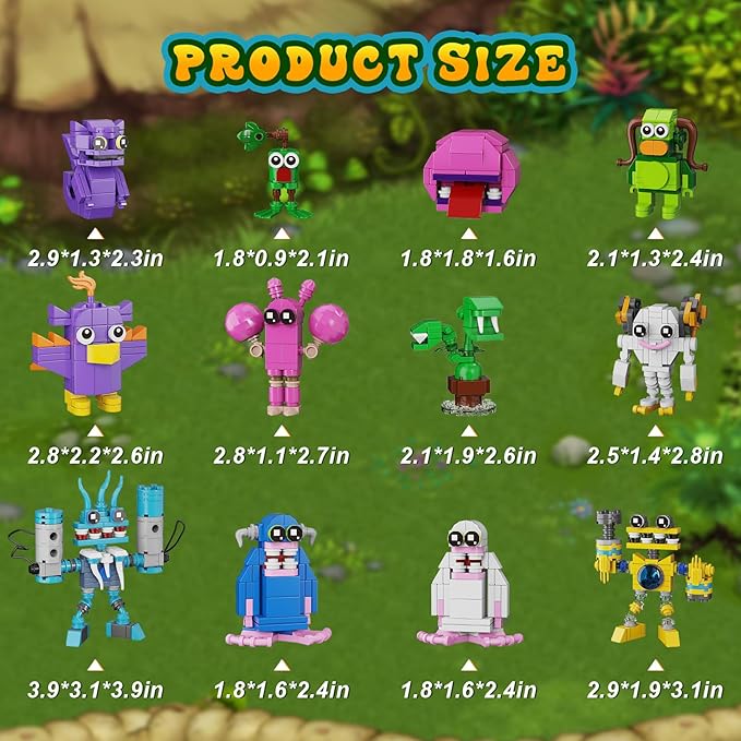 12 in 1 Singing Monster Figures Building Set, Wubbox Monsters Action Figure Game Toy Collectible Decoration Building Toy Compatible with Lego, Great Gift for Fans, Boys and Girls Aged 6+ (637 Pieces)