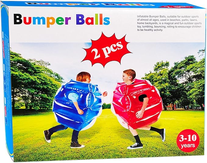 SUNSHINEMALL 2PC Sumo Balls, Inflatable Body Sumo Balls Bopper Toys for Kids 26" - Heavy Duty PVC Vinyl Suits for Grassland or Other Outdoors Play (2PC Blue+Pink 26inch)