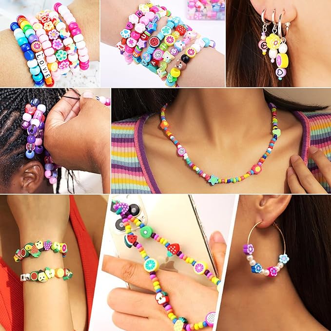 St.Patrick's Day Polymer Clay Beads Bracelet Making kit, 3480pcs 24 Style Cute Fun Beads Charms for Jewelry Necklace Earring Making DIY Accessories for Women Girls