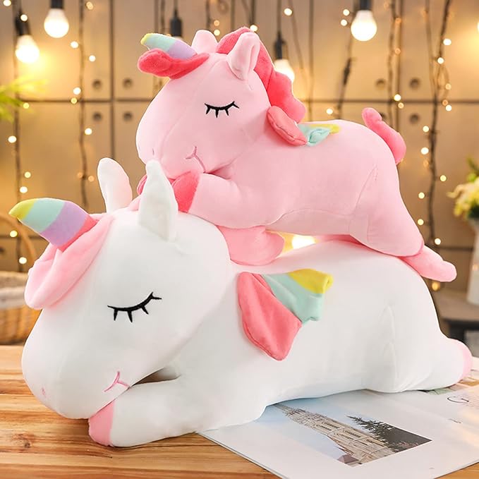 Unicorn Plush Hugging Pillow, Big Unicorn Stuffed Animal Body Pillow Toy Gifts for Kids, Valentine, Christmas (Pink, 31.4 in)