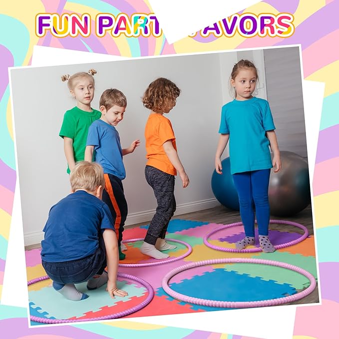 Sratte 8 Pcs Color Hoop Detachable Adjustable Hoop Exercise Ring Plastic Toys for Teens Games Gymnastics Dog Agility Equipment Party Decor, 4 Colors