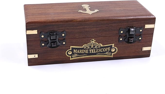 Handcrafted Brass Nautical Telescope | Vintage Replica Spyglass | Antique Nautical Collectible Decor | Functional 15-Inch Brass Telescope with Box