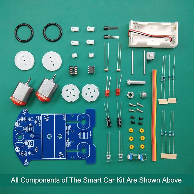 Soldering Project kit Solder Learning Practice for School Electronic Education, Great Fun Gift for Electronics Hobbyists and Trainer (D2-5 Smart Car Kit)