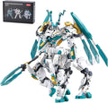 White Horse Dragon Samurai mech Robot Model Knight 2 in 1 Building Blocks Toy Set Mythical Birthday for Age 8+ Children Adults Teens 731 Pieces