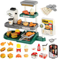 Pretend Play Food Toy for Kids Kitchen with Cash Register, Coffee Maker, 71 Pcs Fast Food Set with Burger, Fries, Ice Cream, Play Money, Educational Birthday Gift for Boys Girls Ages 3-8 (Green)