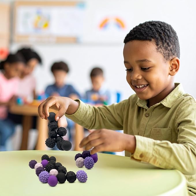 Fidget Toys for Adults and Kids- 8 Pack Magnetic Balls Sensory Toys for Anxiety ADHD Autism Relief - Silent Stress Balls with Case - Desk Toys for Focus (Black N Purple)