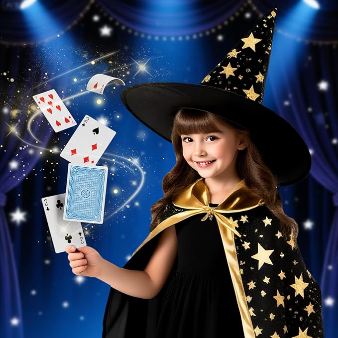 Magic Kit for Kids 6-8-10-12, 130 Magic Tricks Set for Kids with Magician Costume and Magic Wand, Halloween Christmas Birthday Gifts Toys Magic Set for Ages 6 7 8 9 10 11 12 Years Old Boys Girls Kids
