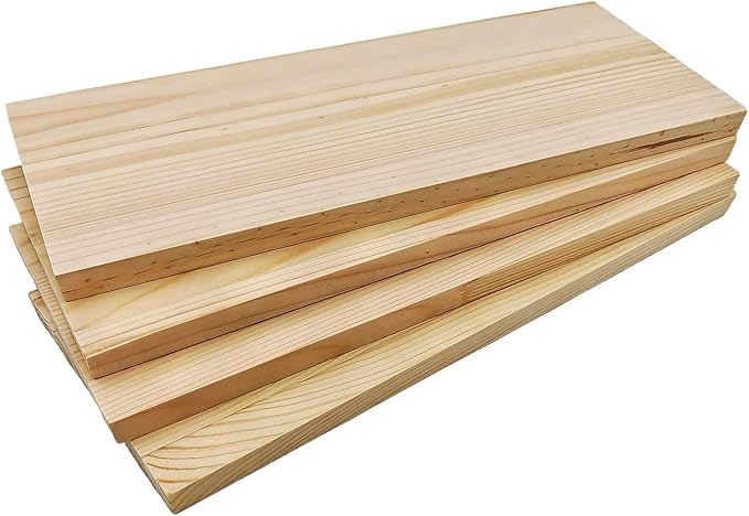 4PCS Rectangle Wood Boards Unfinished Wood Blocks for Crafting, 9.8x3.9x0.4in Blank Whittling Wooden Blocks for Wood Carving,Painting & Burning