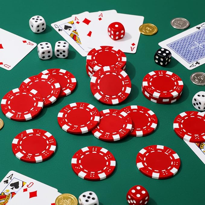 100 Pcs 11.5 Gram Poker Chips ABS Monte Carlo, 40 mm Bingo Chips Tokens Markers Blank Counting Bulk for Blackjack, and Card Night Poker Games