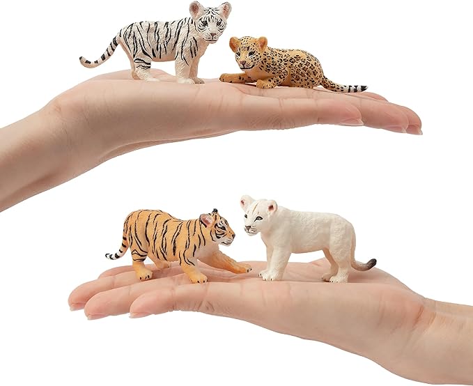 Toymany 12 Safari Animal Figurines, High Emulational Baby Plastic Zoo Animals, Lions Tigers Leopards Figure Toy Set, Easter Eggs Cake Toppers Christmas Birthday Gift for Kids Toddlers