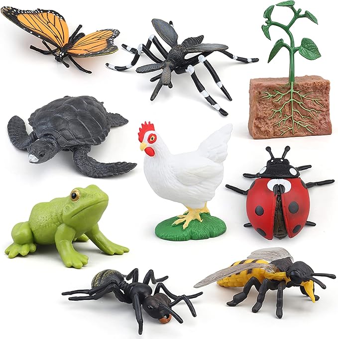 Montessori Bee Life Cycle with Flash Cards, Realistic Animal Figurines Toy, Animal Educational Matching Game for 3+ Year Old Toddlers Kids (Bee)