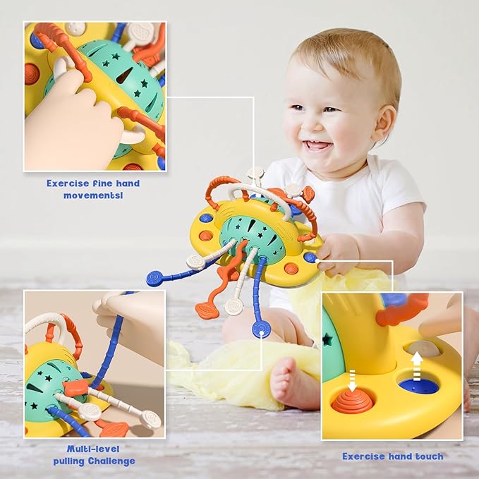 Baby Toys Silicone Suction Cup Toy for High Chair Toddler Sensory Toys for 6-12 Months Baby Montessori Toy for 1 Year