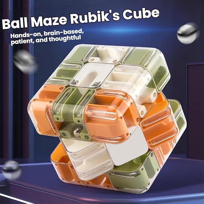 Large Puzzle Maze Cube - Engaging Brain Teaser Toy, 3D Maze Magic Cube & Ball, Mazes Ball Puzzles for Logical Thinking (Astyle,2set)