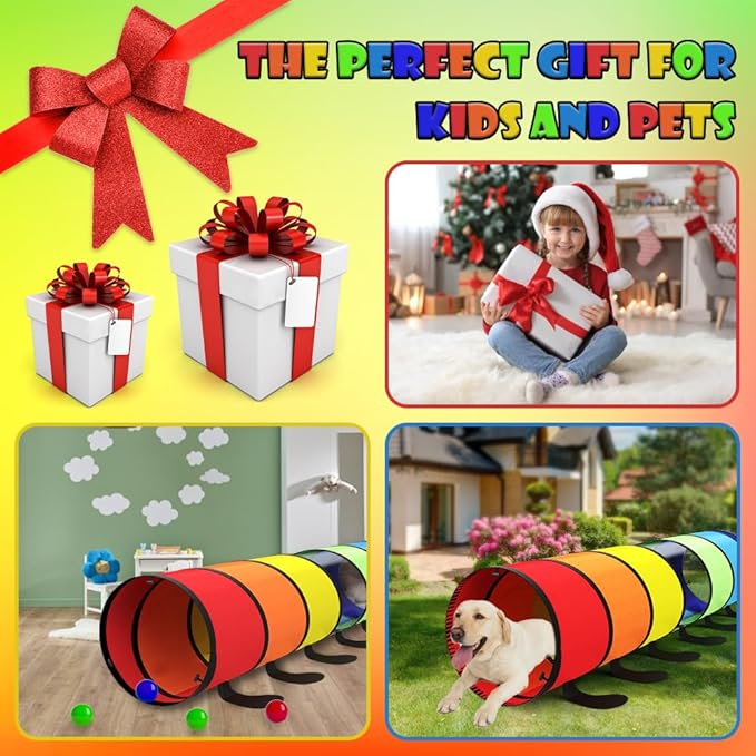 Kids Play Tunnel for Toddlers 1-3 Colorful Pop Up Baby Tunnel for Kids to Crawl Through 6 Foot with Breathable Mesh Collapsible Toddler Toys Gift for Children or Dog