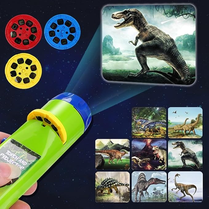Georgie Porgy Slide Torch Projector Toys Flashlight for Kids Educational Toys Science Set Wall Ceiling Tents Night Lamp Gifts for Boys Girls (Dinosaur + Unicorn)