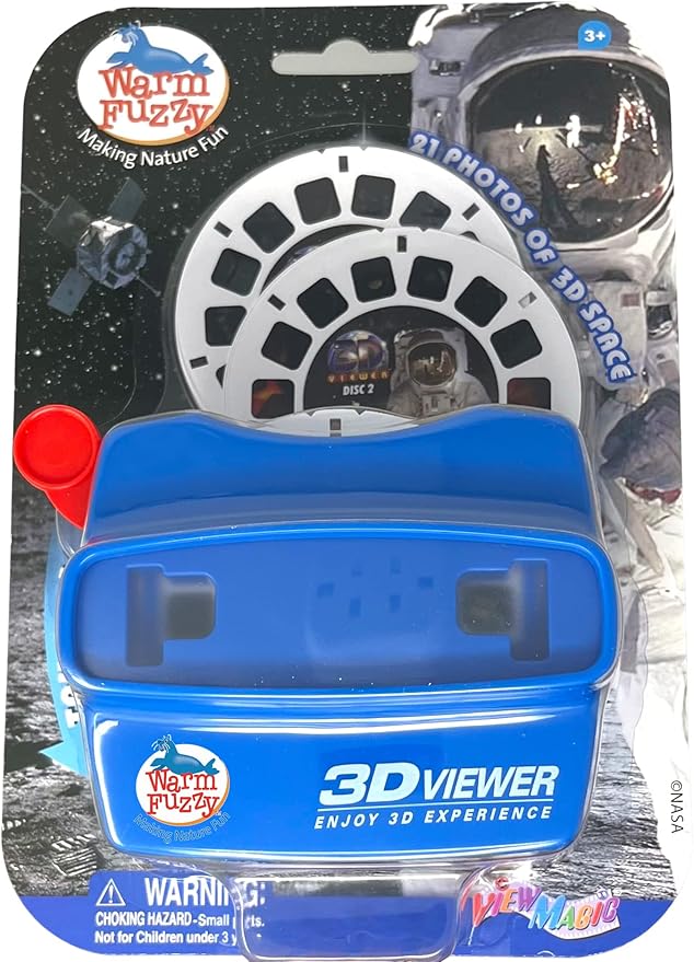 WARM FUZZY Toys 3D Viewfinder (Space) - Viewfinder for Kids & Adults, Classic Toys, Slide Viewer, 3D Reel Viewer, Retro, Vintage Toys with 3 Reels - Contains 21 High Definition 3D Images