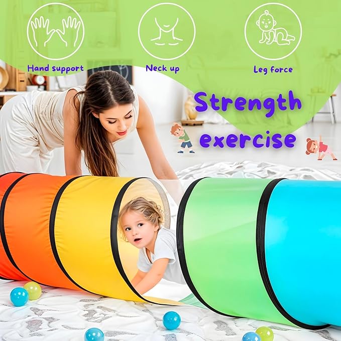 Kids Play Tunnel Tent for Toddlers, Colorful Pop Up Crawl Tunnel Toy for Baby or Pet, Collapsible Gift for Boy and Girl Play Tunnel Indoor and Outdoor Game Rainbow