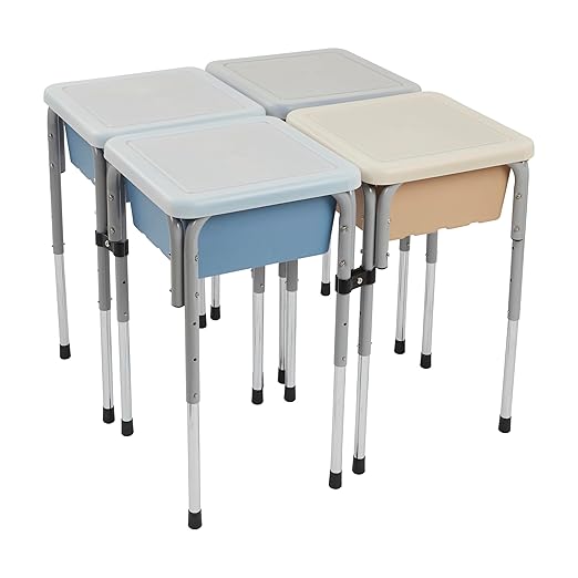 ECR4Kids 4-Station Sand and Water Adjustable Play Table, Sensory Bins, Sand/Powder Blue