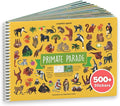 Cupkin Monkey Animal Sticker Book Activity for Kids, Toddler Airplane Travel Essentials, 500+ Animal Stickers for Kids + 12 Scenes + 12 Coloring Book Pages, Monkey Gift, Crafts Ages 2-8