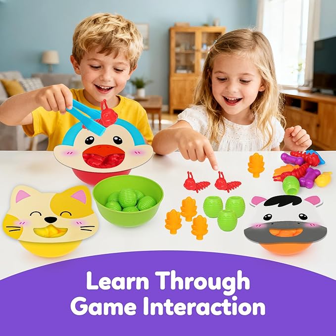Counting Animals Color Sorting Toys for Toddlers,Montessori Preschool Learning Animals Matching Feeding Sorting Games for Boys Girls Ages 3+