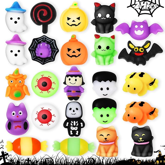 24 PCS Halloween Squishy Toys for Kids Halloween Party Favors Classies Character Squeeze Toys for Trick or Treat Gifts Bulk,Goodie Bags Stuffers for Kids Treat Bags Gifts Classroom Rewards