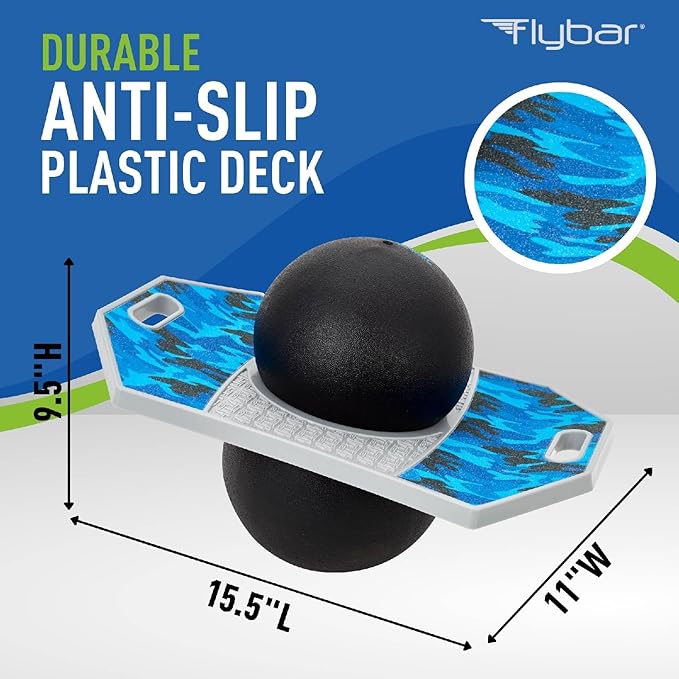 Flybar Pogo Trick Ball for Kids – Balance Bounce Board with Anti-Slip Deck – Pump Included - Indoor & Outdoor Toys for Boys and Girls Fun Way to Reduce Screen Time Supports up to 160 lbs – Ages 6+