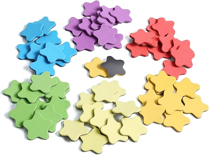 ZazzyKid Magnetic Ten-Frame Set: Math Manipulatives for Classroom Learning Counting Games for Kindergarten Kids - 6 Frames & 60 Star-Shaped Counters - Hands-on or Stick to Whiteboards