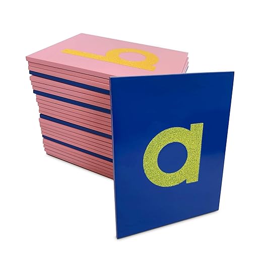 Montessori Sandpaper Letters | Lowercase | PP Wood Tiles | Vowel Consonant Color Coded | Includes Storage Box