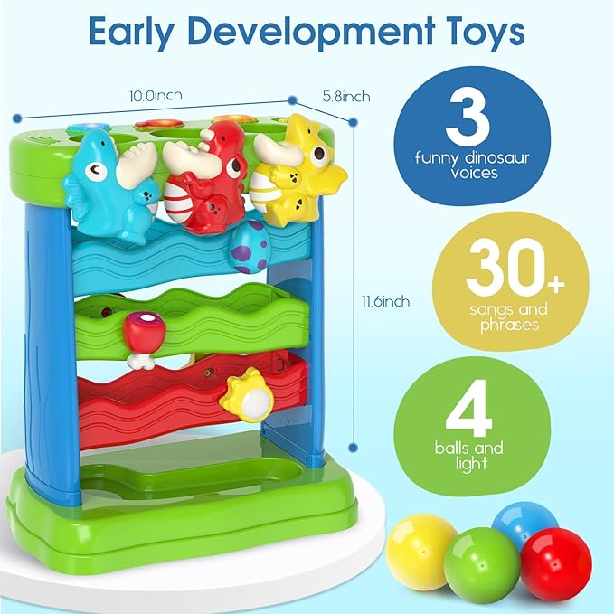 LACCHOUFEE Feed The Dinosaur, Interactive Toddlers Toy, 1+ Year Old Baby Boys & Girls Gift, Musical Toys for Infant One Year Birthday Present, Babies Ages 6-12-18-24 Months Education Learning Toys