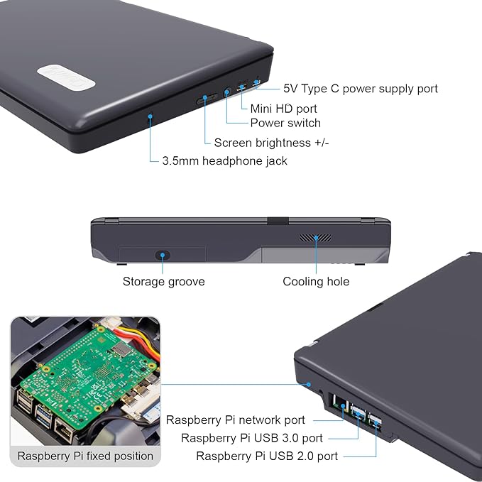 ELECROW CrowPi 2 All-in-one Kit with RPi 5 8GB Board & 11.6 Inch IPS Screen, Compatible for Raspberry Pi 4/5 Laptop, Learning Programming Sensor Kit for Professional Kids Adult (Deluxe Kit)