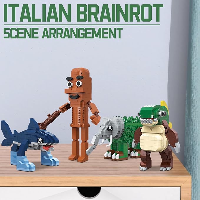 Italian Brainrot Building Bricks Set 8 Models Creative Animal & Character Blocks Fun Collectible Toy for Kids & Adults