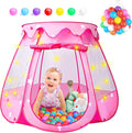 DISHIO Ball Pits with 50 Balls, Pop up Tents for Kids with Star Lights, Ball Pit for Toddlers, Princess Tent Toy for 1,2,3 yrs Birthday Gifts for Girls, Easy to Assemble and Store (50 Balls Included)