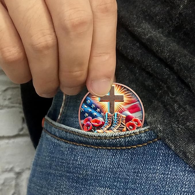 AtSKnSK Memorial Tribute Challenge Coin Some Gave All Lest We Forget Thank You for Your Service Military Coin (Poppy Military Boots, 1)