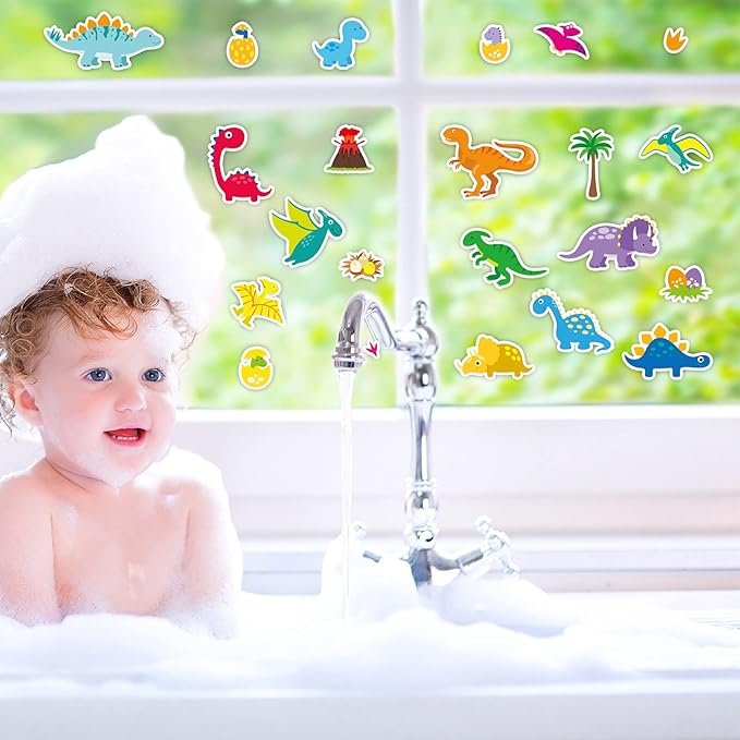 40 PCS Dinosaur Thick Gel Clings Dinosaurs Window Gel Clings Decals Stickers for Kids Toddlers and Adults Home Airplane Classroom Nursery Winter Dinosaurs Party Supplies Decorations Removable and