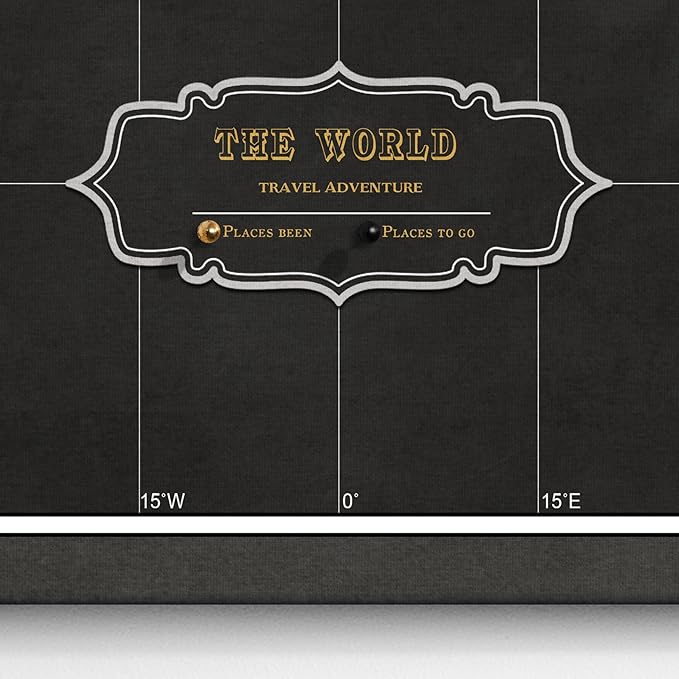 Canvas World Map with Cork Pin Board - English Lettering - Decorative Wall Decoration for All Rooms - Canvas Pictures with World Map Motif (70x50 cm, Pattern 6)