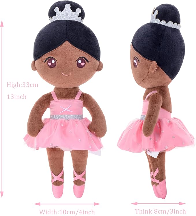 Gloveleya Ballet Dolls Baby Girl Gifts Plush African American Ballerina Doll Bronze 13"