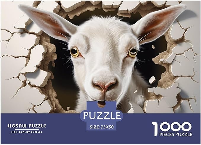 Sheep for Adults Fun Thickened Wooden Jigsaw Puzzles 1000 Piece 3D Animal Toy Intellectual Game Home Decoration Education Game Stress Relief Toy Challenge Educational 1000pcs (75x50cm)