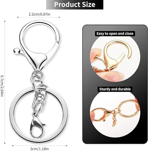 10 Pack a Set Metal Lobster Claw Clasps and Key Rings, Key Chain Accessories, Keychain Making kit for Keys, Art Crafts, Jewelry Making, Silver - Light Gold
