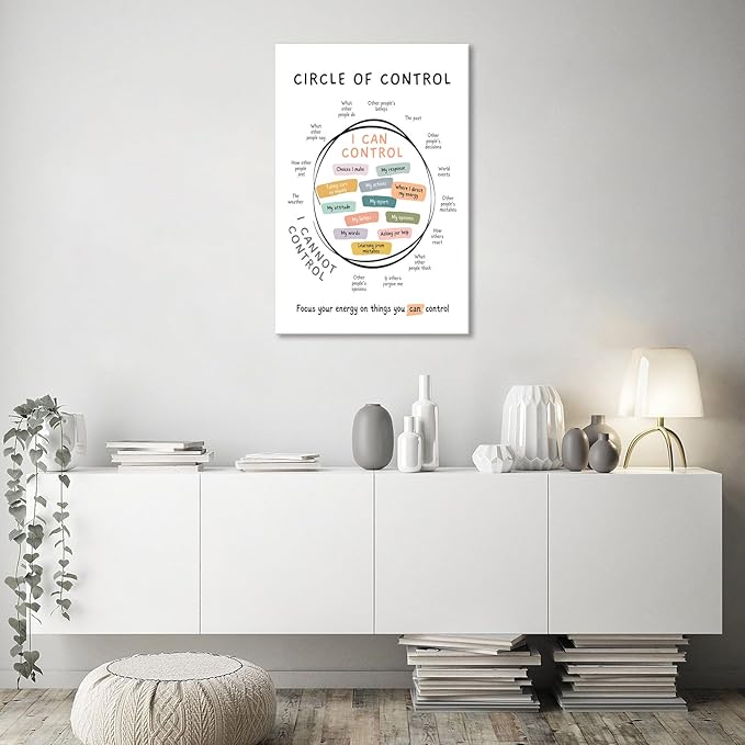 Circle Of Control Poster What I Can And Cannot Control Therapy Office Wall Art Kids Mental Health Poster Calm Down Corner School Decor 24x36in Framed