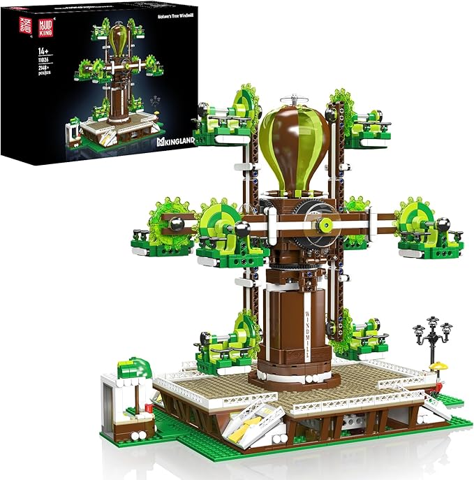 Mould King Nature-Tree Big Windmill Building Set, 2148+ Pcs Creative Amusement Park Swing Ride Model Kit, STEM Construction City Building Engineering Toy, Collectible Gift for Teens, Adults
