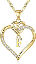 STORUP Heart Initial Necklaces for Women Girls, 14K Gold Plated Cubic Zirconia Heart Initial A-Z Pendant Necklace Dainty Heart Necklaces for Women Teen Girl Jewelry Birthday Gifts