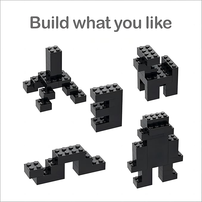 Classic Building Bricks 2x4, Compatible with Lego Parts and Pieces 3001, 110 Piece Bulk Building Block, Creative Building Block for Age 6+ Boys Girls and Bulk Enthusiast (Black)